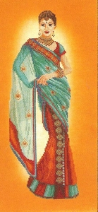 Indische vrouw in blauwe sari
